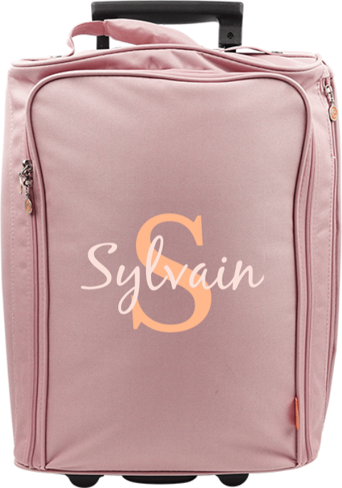 Valise à roulettes avec grande initiale et prénom
