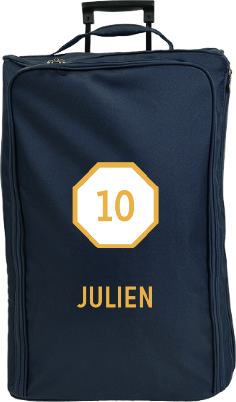 Valise à roulettes avec age et prénom