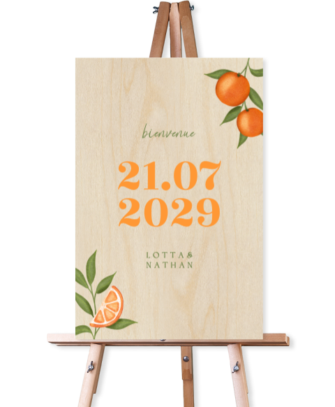 Panneau de mariage avec illustrations d'oranges