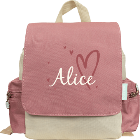 Sac à dos avec prénom et envolée de coeurs