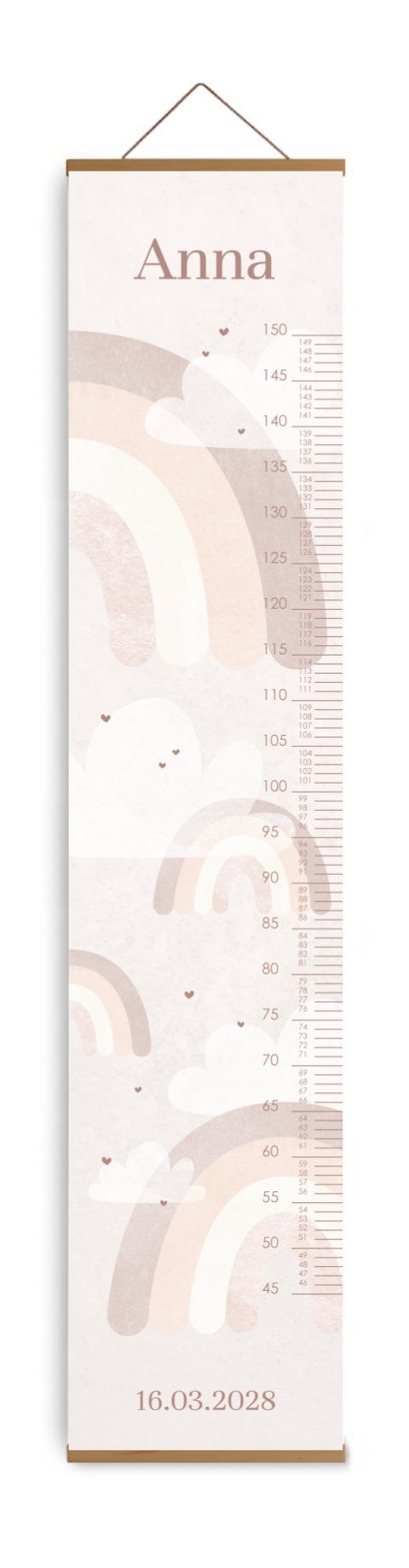 Toise rose avec des arcs-en-ciel