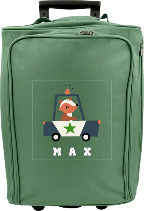 Valise à roulettes avec voiture de police et prénom