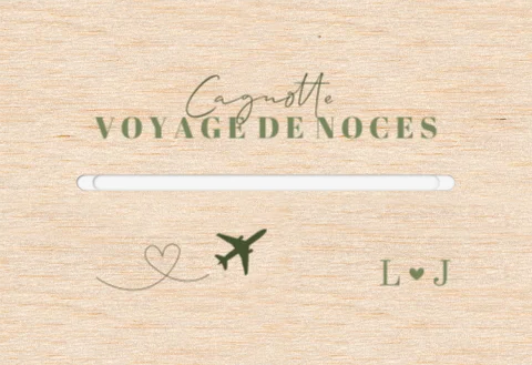Urne mariage sur thème voyage avec coeur et avion