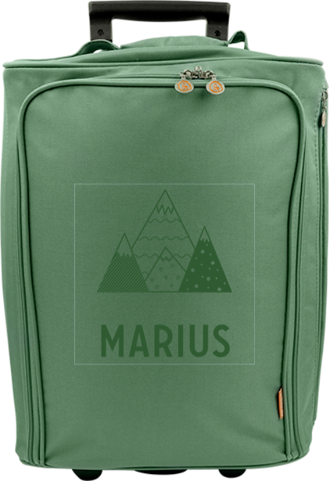 Valise à roulettes avec montagnes et prénom