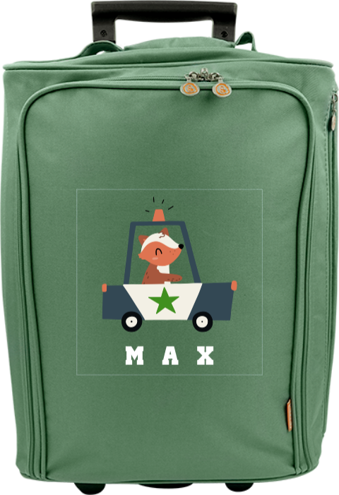 Valise à roulettes avec voiture de police et prénom