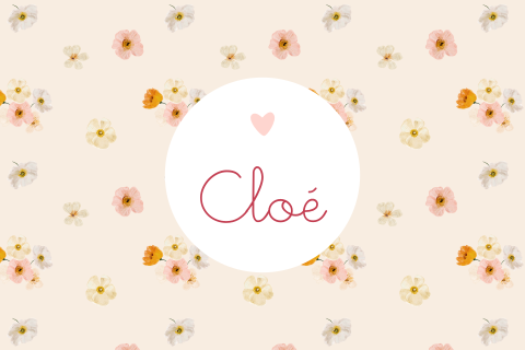 geboortekaart bloemen patroon roze perzik