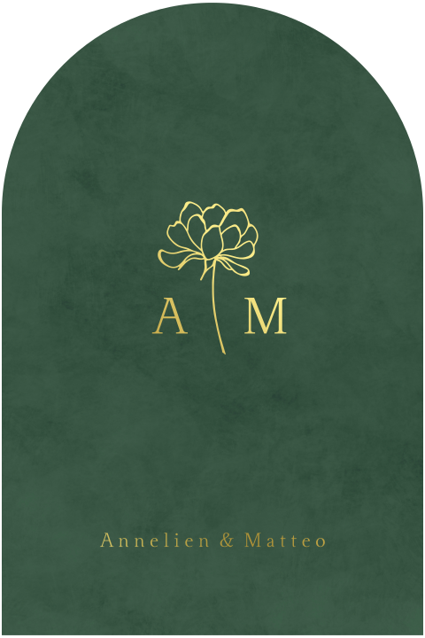 Minimalistisch botanisch trouwkaartje met goudfolie
