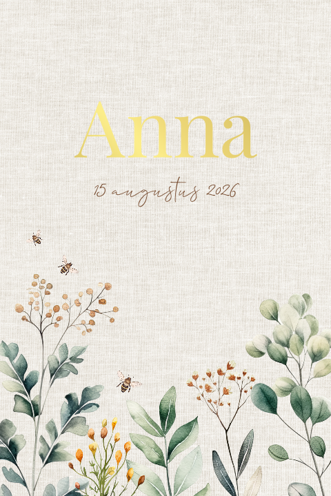 Geboortekaartje met weidebloemen