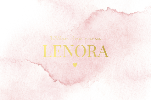 Dubbel geboortekaartje met romantisch roze achtergrond