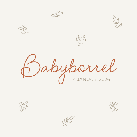 Uitnodiging babyborrel met besjes en blaadjes