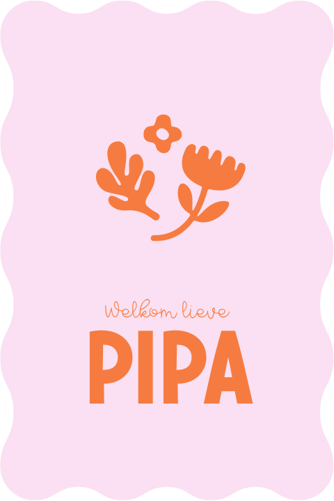 Geboortekaartje meisje met speelse oranje bloemen