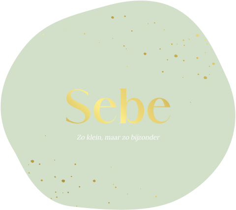 Minimalistisch organisch geboortekaartje met gouden vlekjes