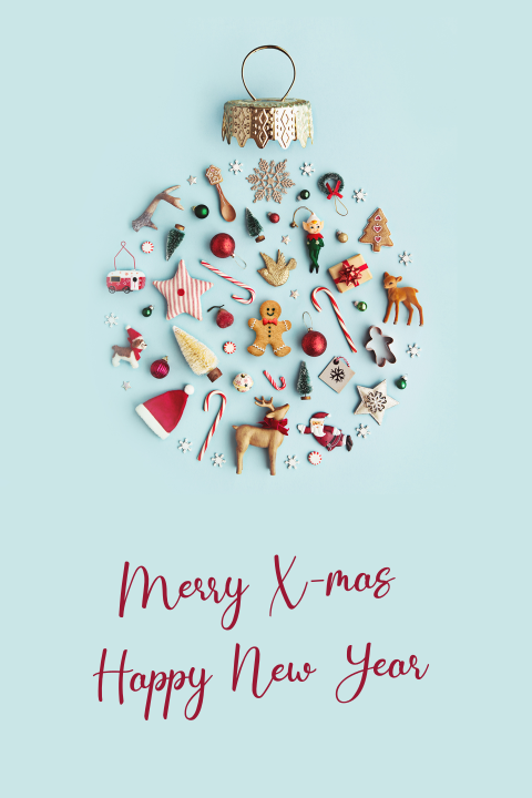Kerstkaart met kerstbal