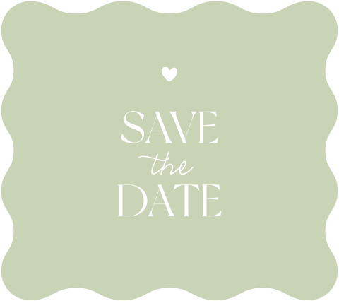 Save the date op golvend vierkant kaartje