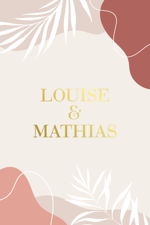 Abstracte boho trouwuitnodiging met goudfolie