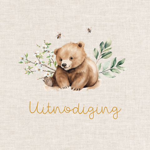 Babyborrelkaartje met lief beertje