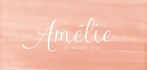 Geboortekaartje meisje apricot aquarel achtergrond