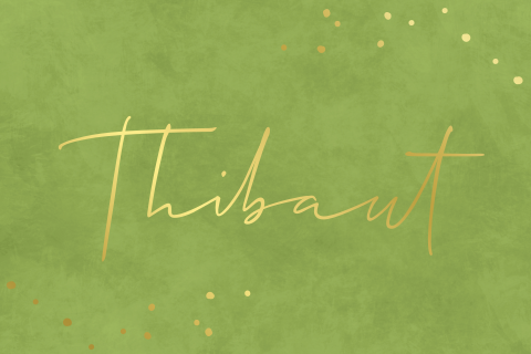 geboortekaart groen velvet loog met goudfolie sparkles