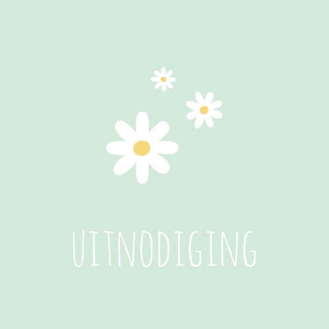 Schattig babyborrelkaartje met witte bloemetjes