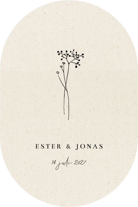 Minimalistische trouwkaart met tekening bloem
