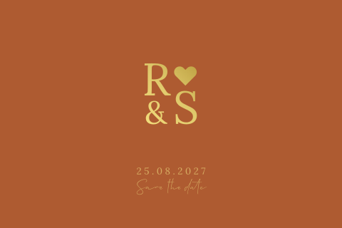 Minimalistische save-the-date met initialen en hartje