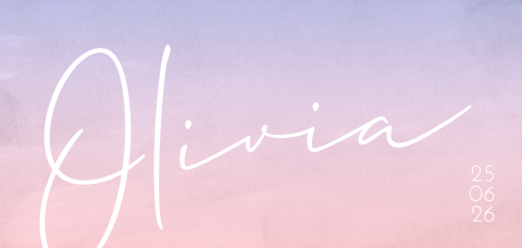 Geboortekaartje met naam en gradient achtergrond