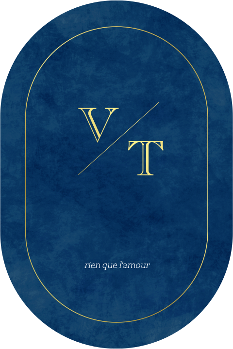ovalen huwelijksuitnodiging - goudfolie - blauw fluweel achtergrond