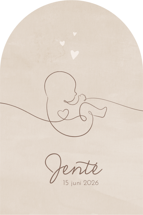 Geboortekaartje met lijntekening baby'tje