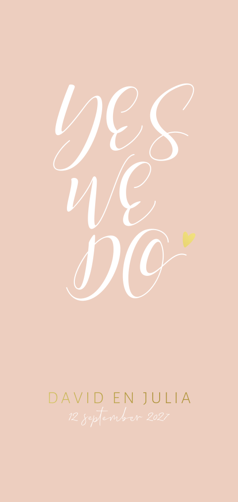 Moderne trouwkaart yes we do