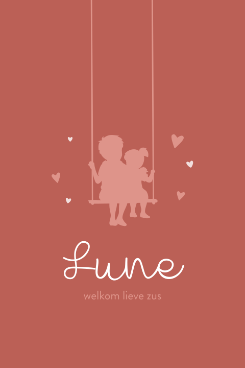 Geboortekaartje met silhouetje van een jongen en kleine zus