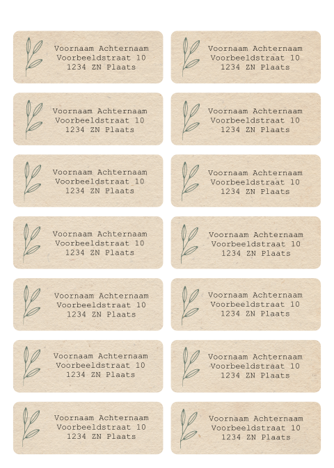ADRESSTICKER MET BLOEM BLAADJES