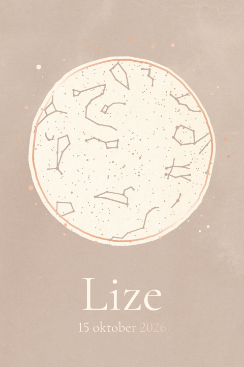 GEBOORTEKAARTJE MET UNIEKE STERRENSTAND VOOR EEN MEISJE