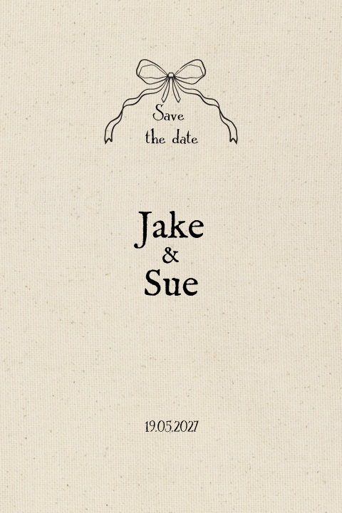 SAVE THE DATE KAART VAN STOF MINIMALISTISCH