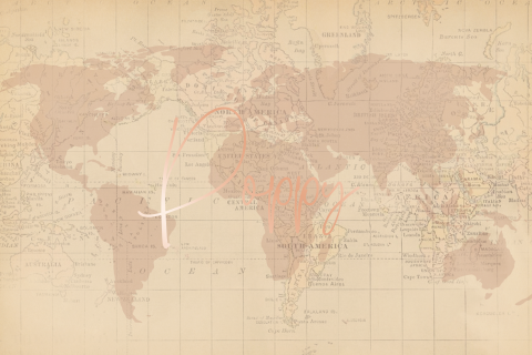 VINTAGE GEBOORTEKAARTJE MEISJE OUD ROZE WERELDKAART