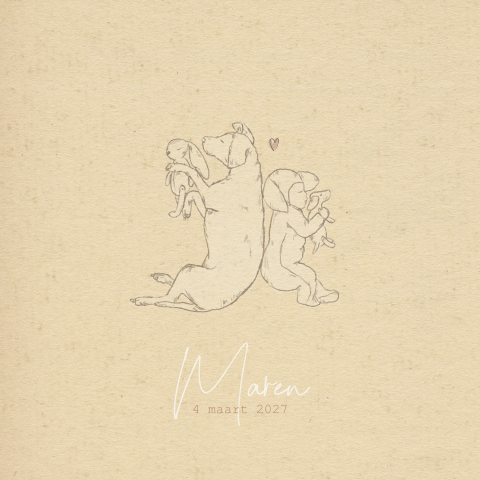 GEBOORTEKAARTJE HOND MET KNUFFEL