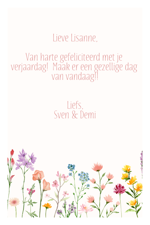 Wenskaart voor verjaardag met bloemetjes