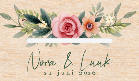 Enveloppendoos met namen en bloemen