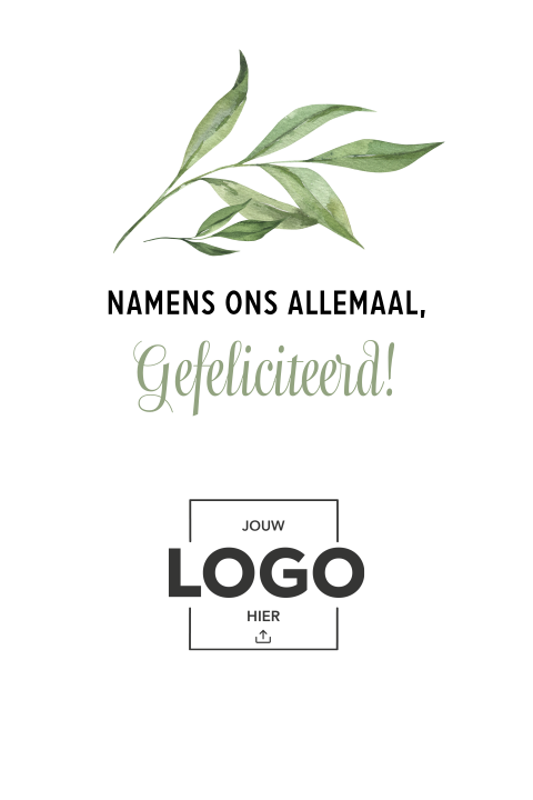 Wenskaart met logo en bloemen