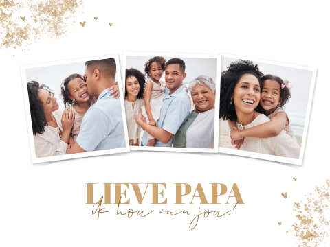 Poster met goudlook spetters en foto's