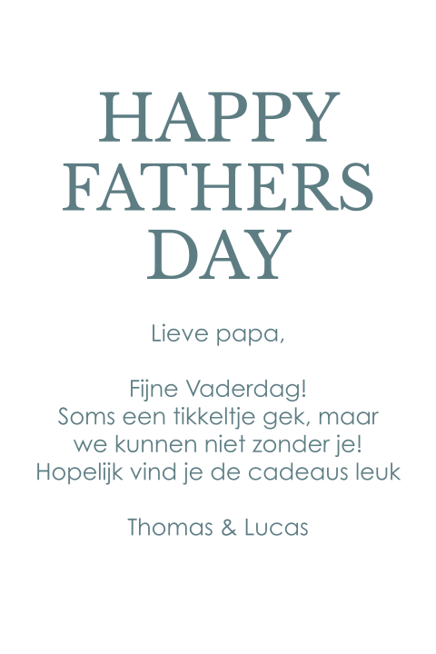 Wenskaart voor Vaderdag met tekst