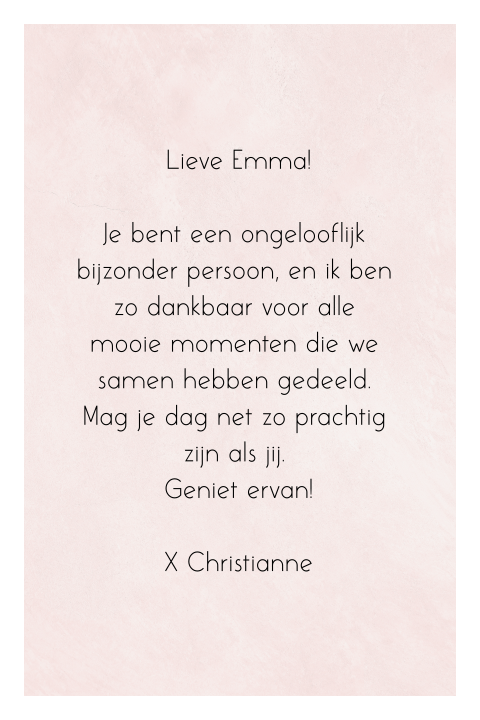Stijlvolle wenskaart lichtroze ontwerp