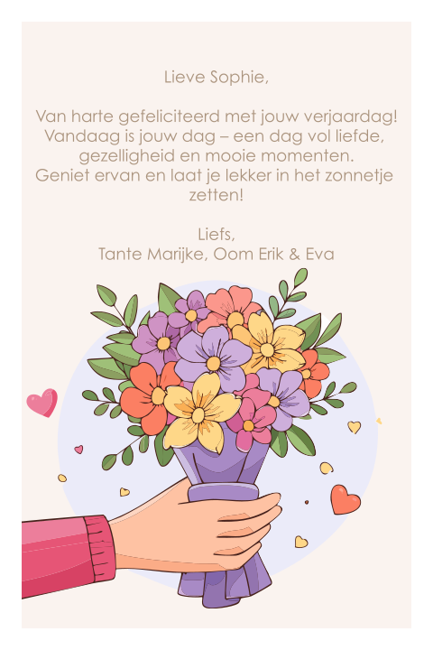 Wenskaart voor verjaardag of zomaar met bloemen