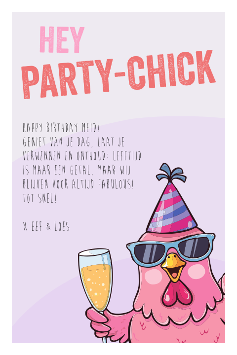 Grappige wenskaart Verjaardag Party Chick