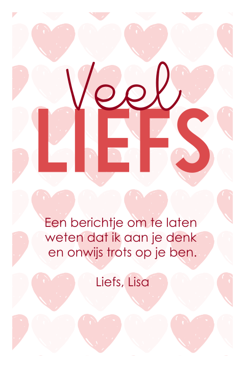 Wenskaart Veel Liefs met hartjes