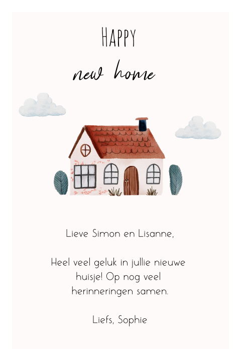Wenskaart voor nieuwe woning