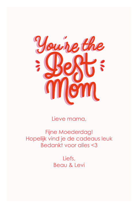 Wenskaart voor Moederdag met tekst