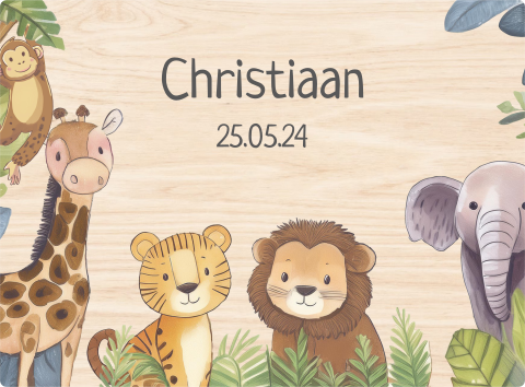 Herinneringskist met naam en jungledieren