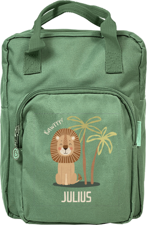 Rugtas classic met leeuw en naam