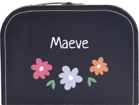 Kinderkoffertje met naam en drie bloemen