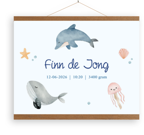 Canvas poster met naam en onderwaterthema